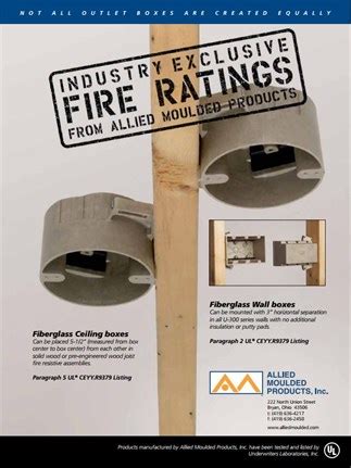 fire rating on plastic junction box|allied moulded fire rated boxes.